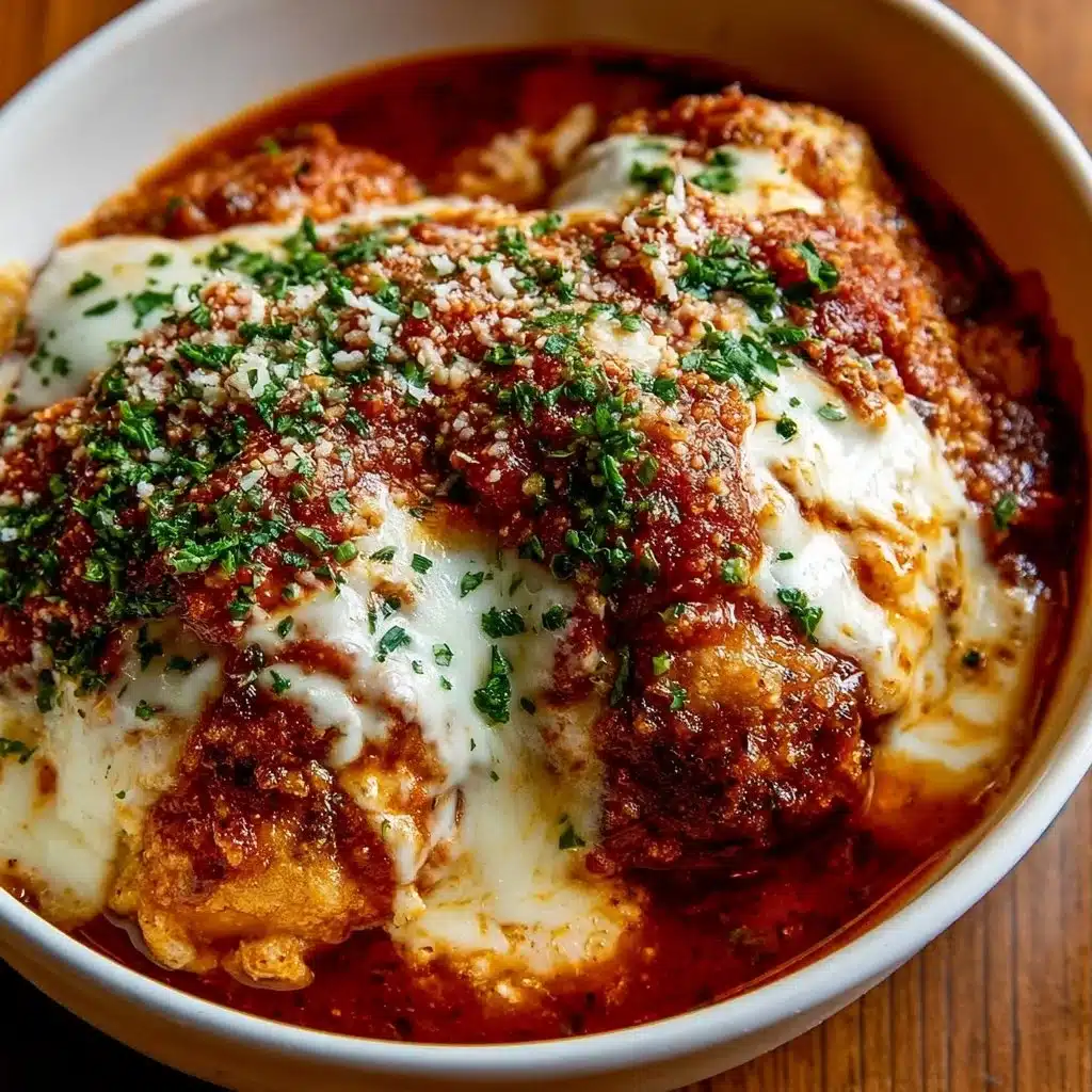High Protein Chicken Parm Bowl with grilled chicken and marinara sauce.