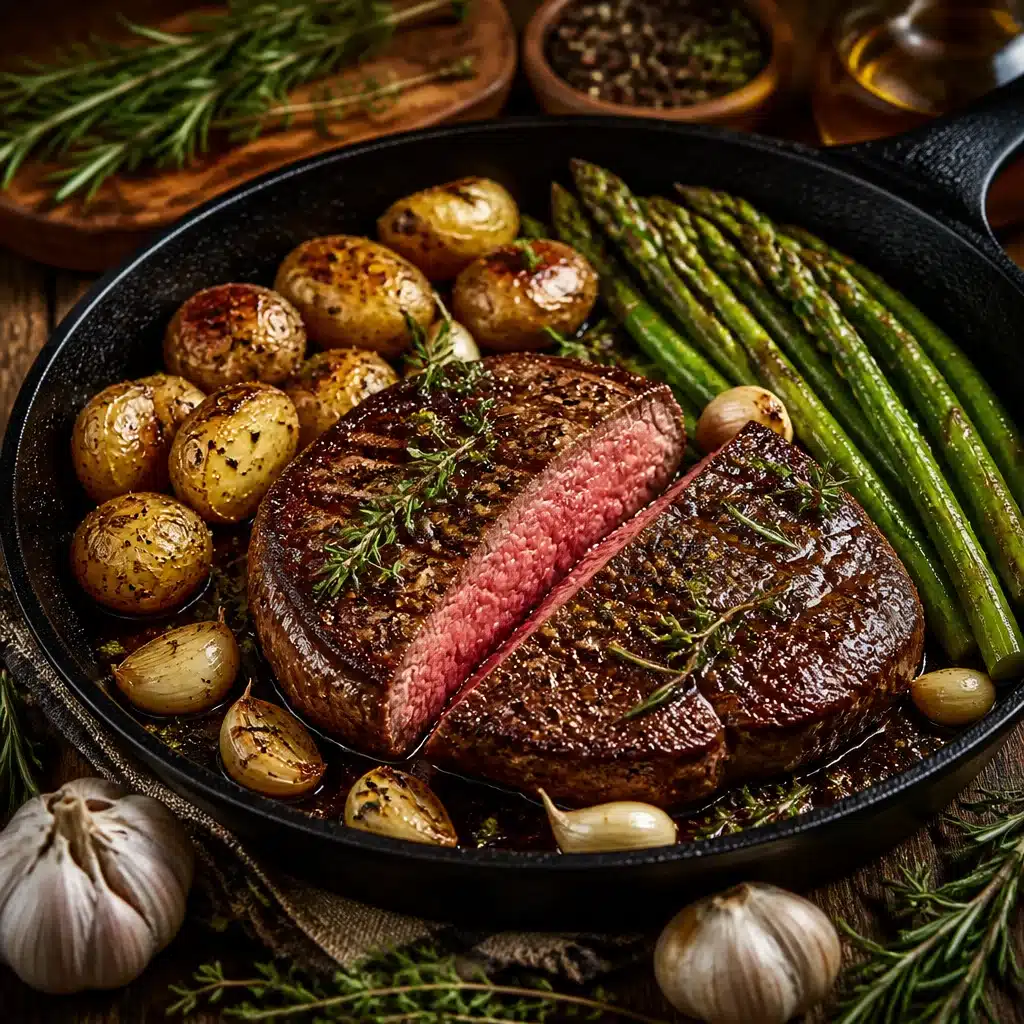 High-Protein Lemon Garlic Butter Steak Bites & Asparagus Bowls