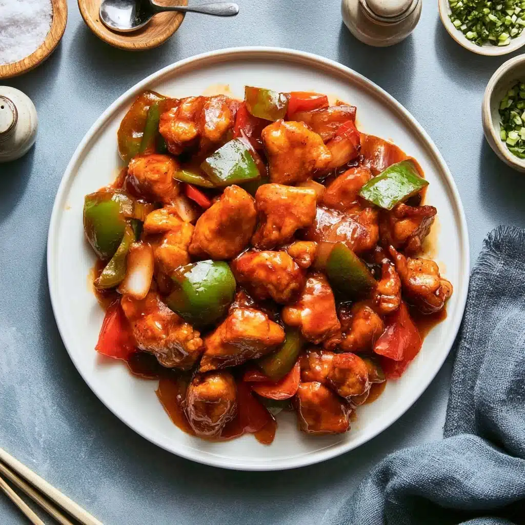 Air Fryer Sweet and Sour Chicken served with colorful vegetables.