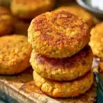 Crispy Chickpea Potato Patties served with dipping sauce
