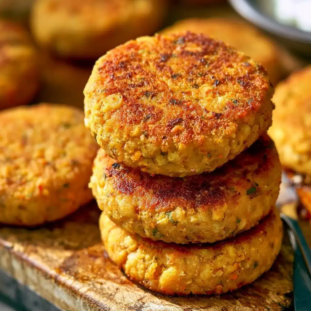 Crispy Chickpea Potato Patties served with dipping sauce