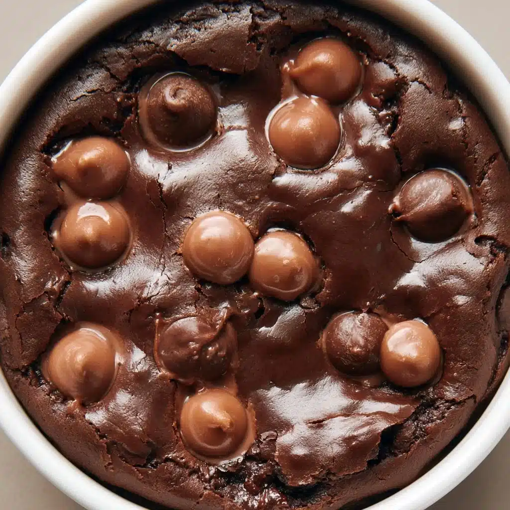 Delicious chocolate brownie oatmeal baked in a dish, perfect for breakfast.