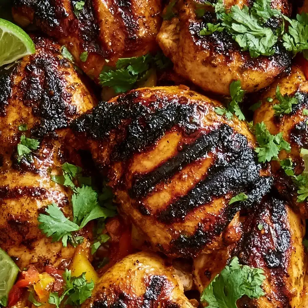 Delicious Savory Mexican Grilled Chicken on a grill with spices